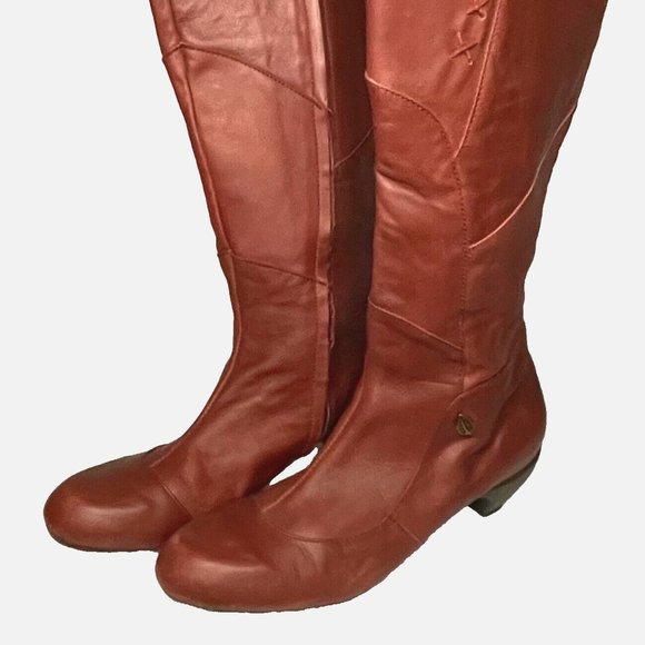 Sergio Tomani W sz 41/10-10.5 Knee Hi Tall Boots Shoes Red Burgundy Leather Zip - Picture 7 of 14